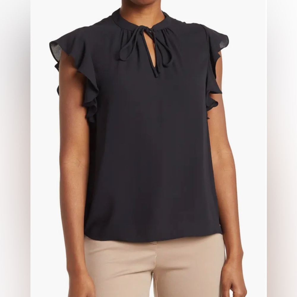 Nordstrom Rack Woman’s Ruffle Sleeve Tie Neck Top, Shirt, Blouse